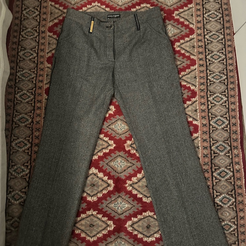 Dolce & Gabbana Black and White Herringbone Pants